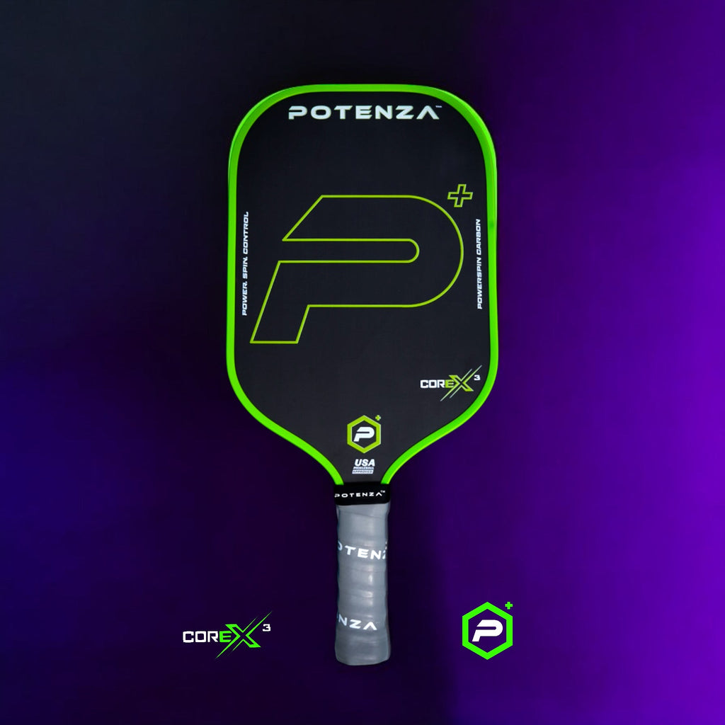 P+ PowerSpin Carbon COREx3 (Neon Green, Elongated Face) – pickleball paddle