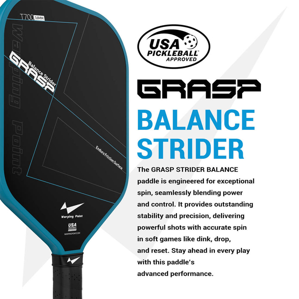 Grasp Pickleball Paddle - 16mm front view
