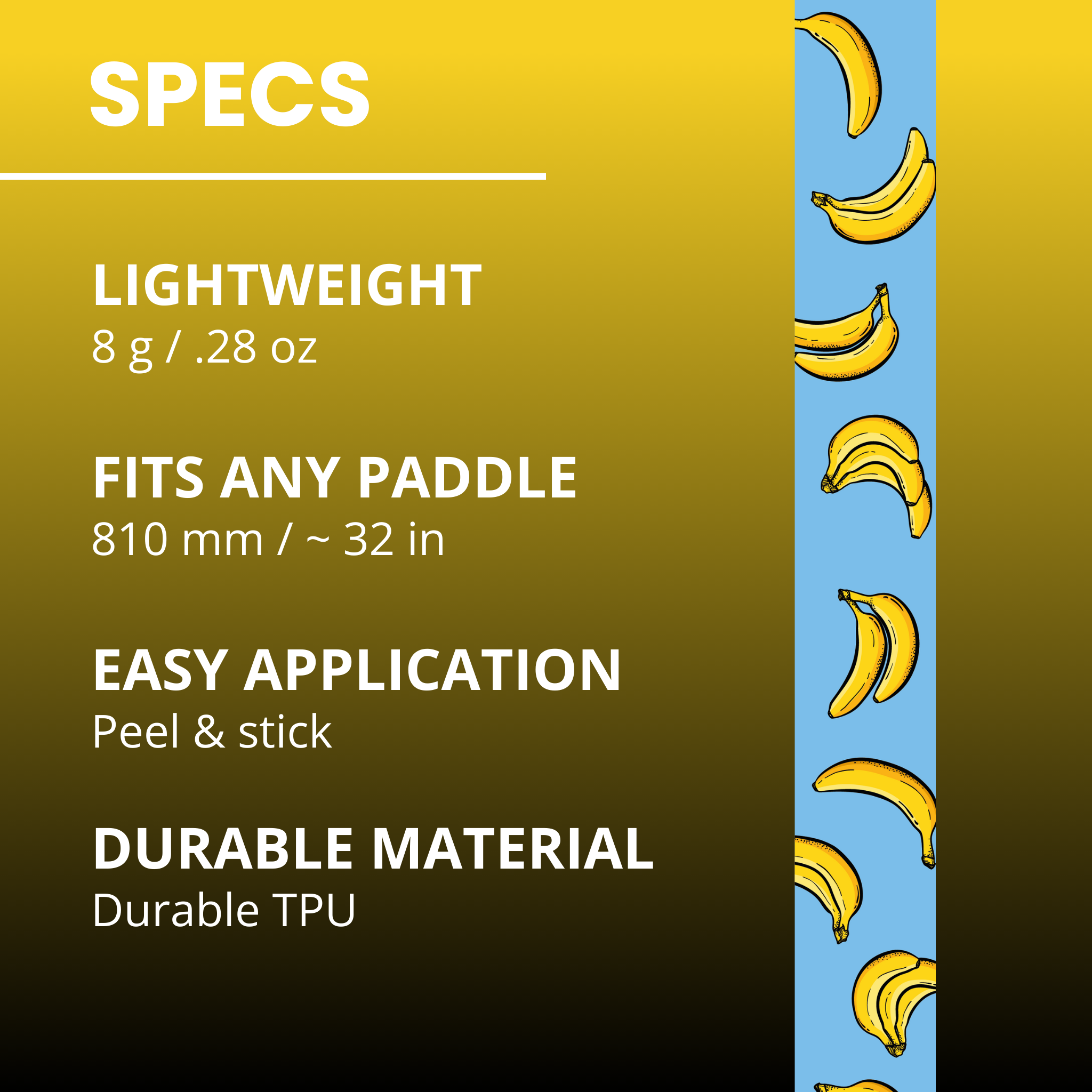 Go Bananas Edge Tape (3 pack) - Pickleball Paddle Edge Tape front view