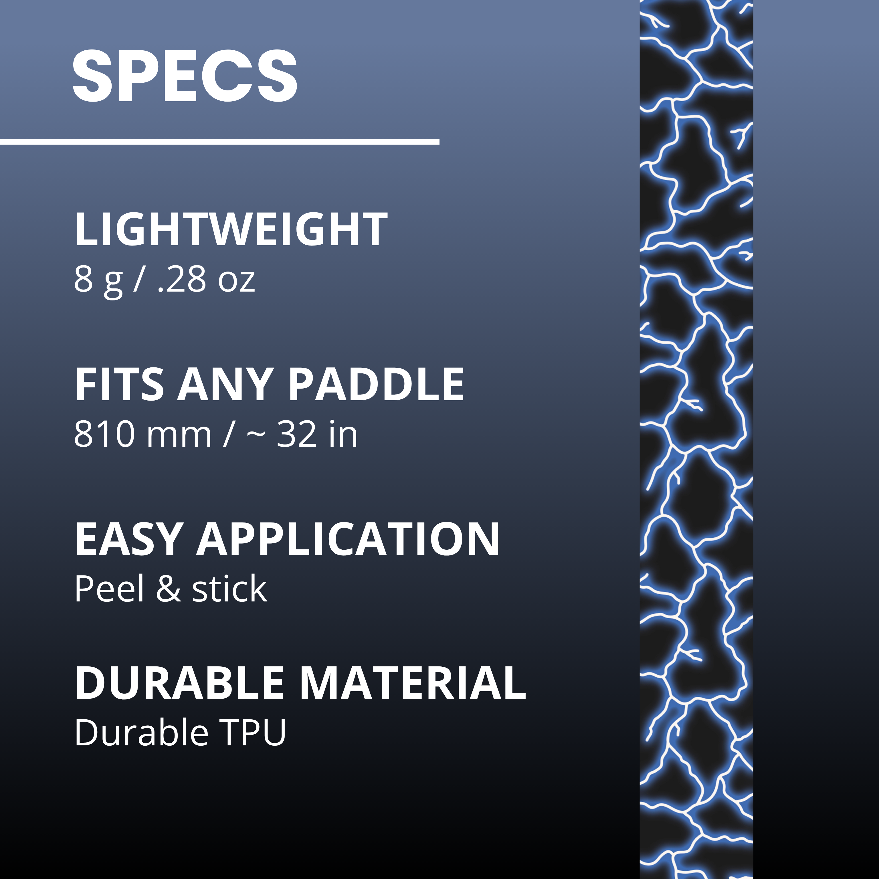 Blue Lightning Edge Tape (3 pack) - Pickleball Paddle Edge Tape front view