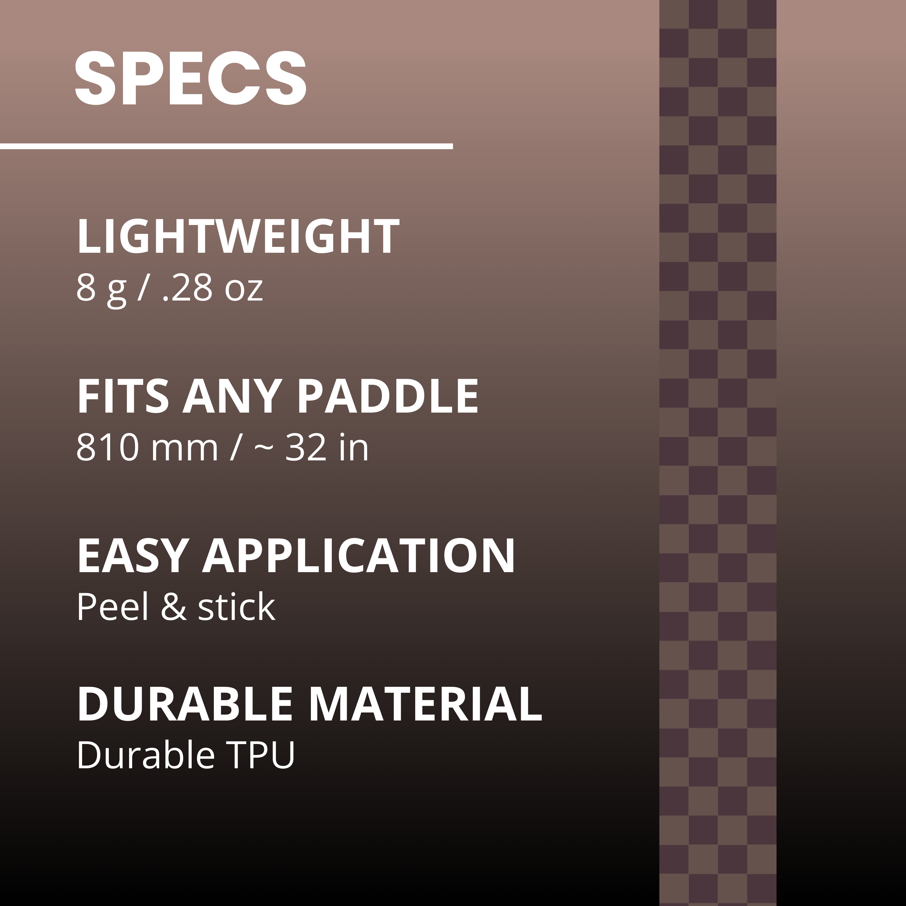 Cocoa Checkers Edge Tape (3 pack) - Pickleball Paddle Edge Tape front view