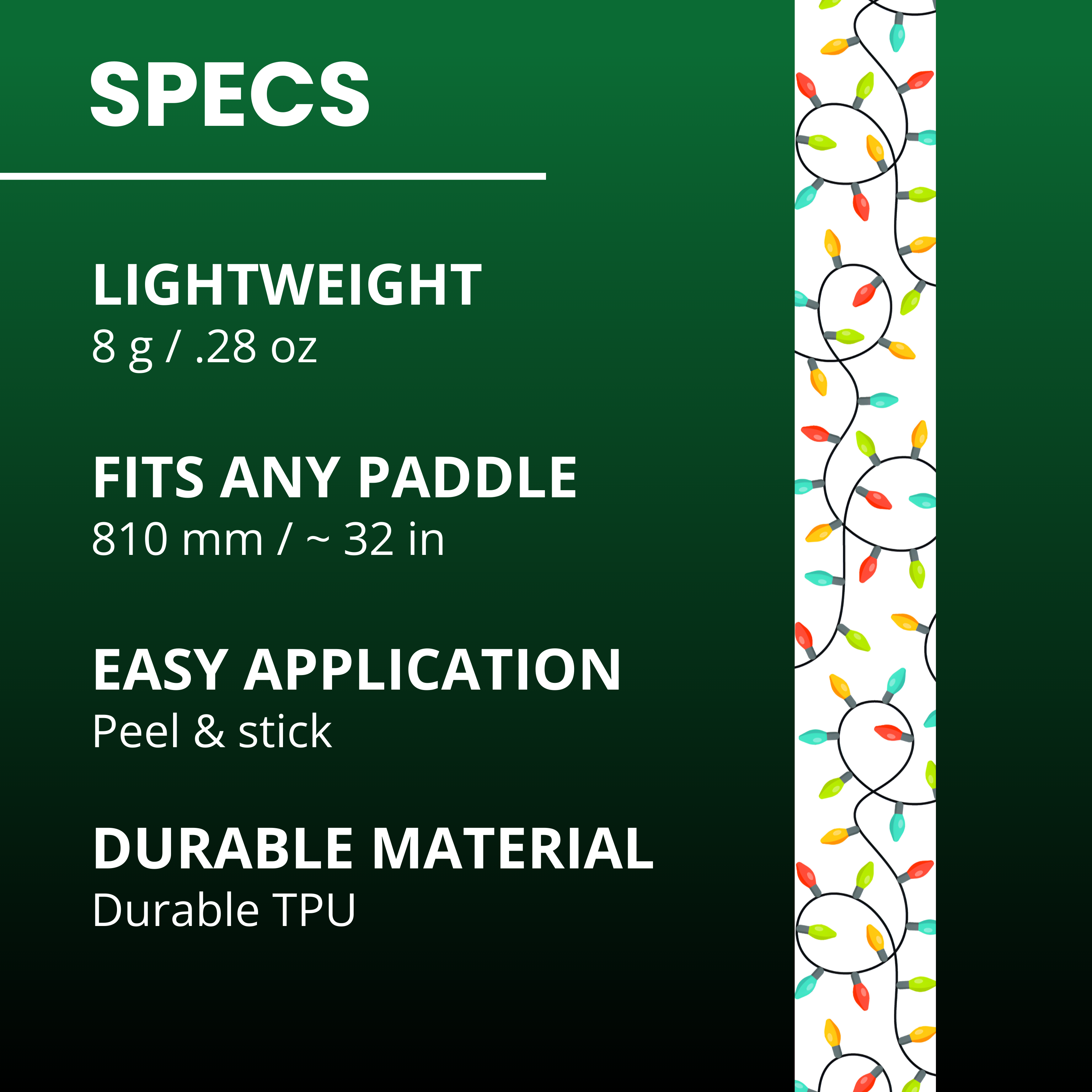 Christmas Lights Edge Tape (3 pack) - Pickleball Paddle Edge Tape front view