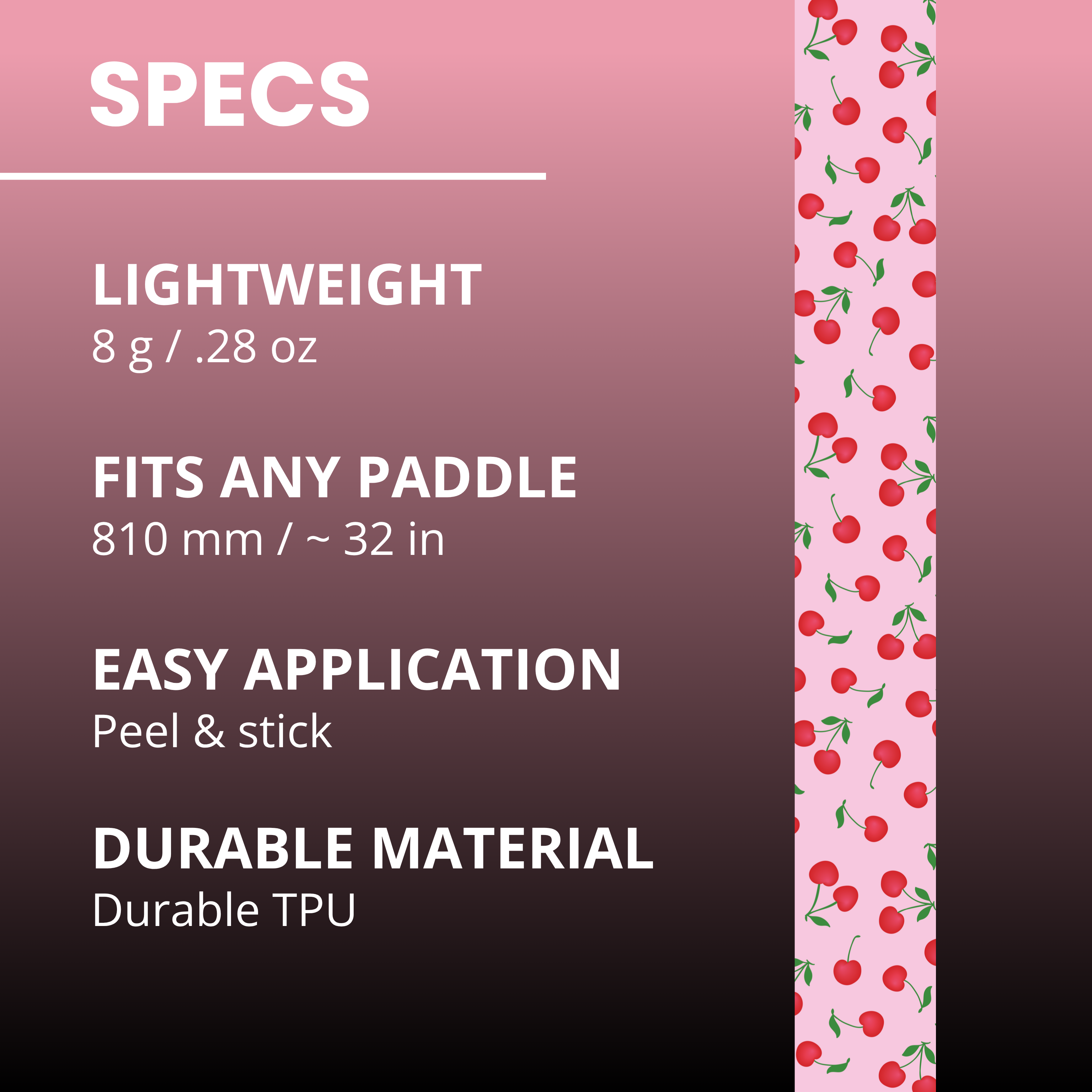 Cherries Edge Tape (3 pack) - Pickleball Paddle Edge Tape front view