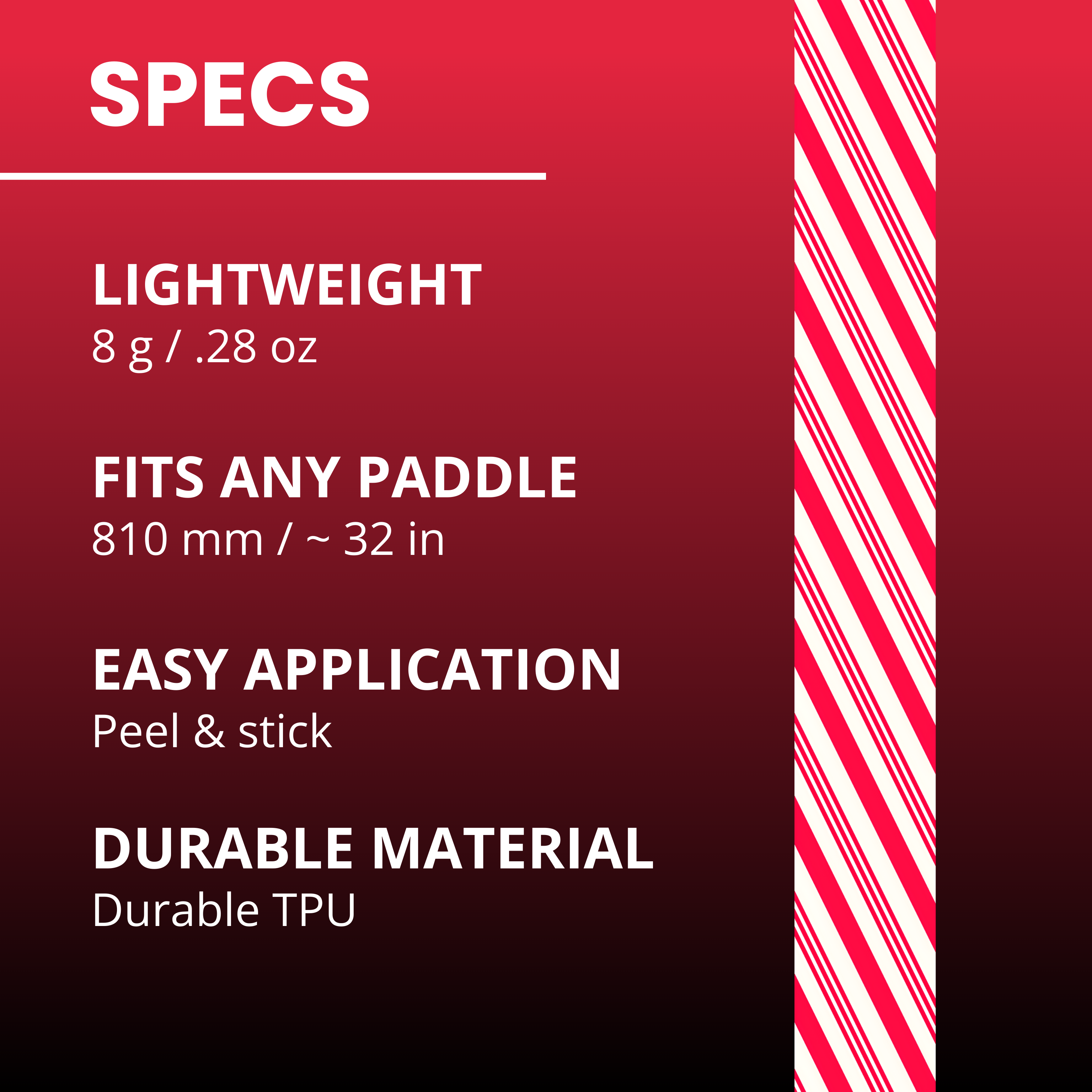 Candy Cane Edge Tape (3 pack) - Pickleball Paddle Edge Tape front view