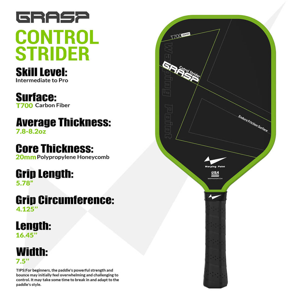 Grasp Pickleball Paddle - 20mm close-up