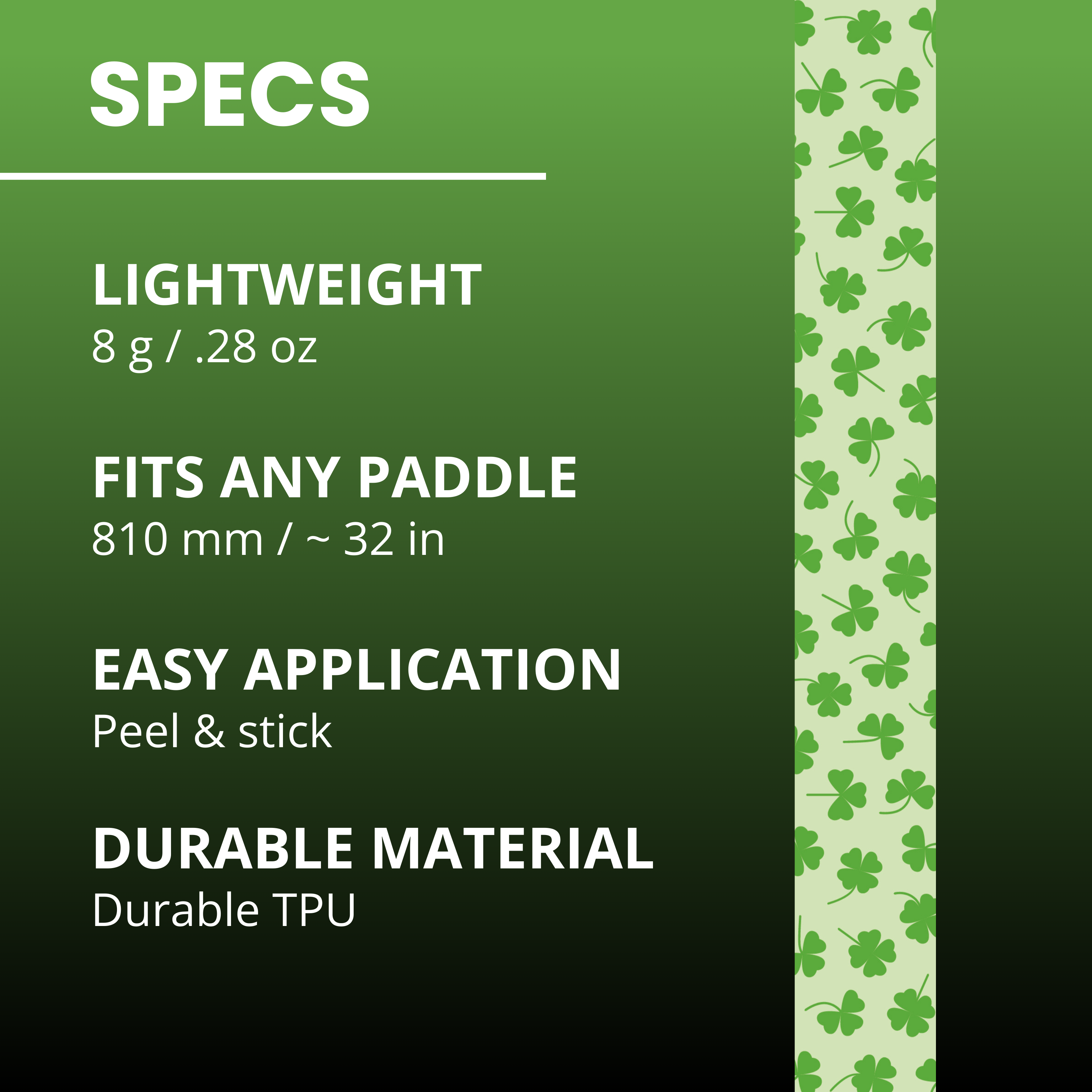 Lucky Clovers Edge Tape (3 pack) - Pickleball Paddle Edge Tape front view
