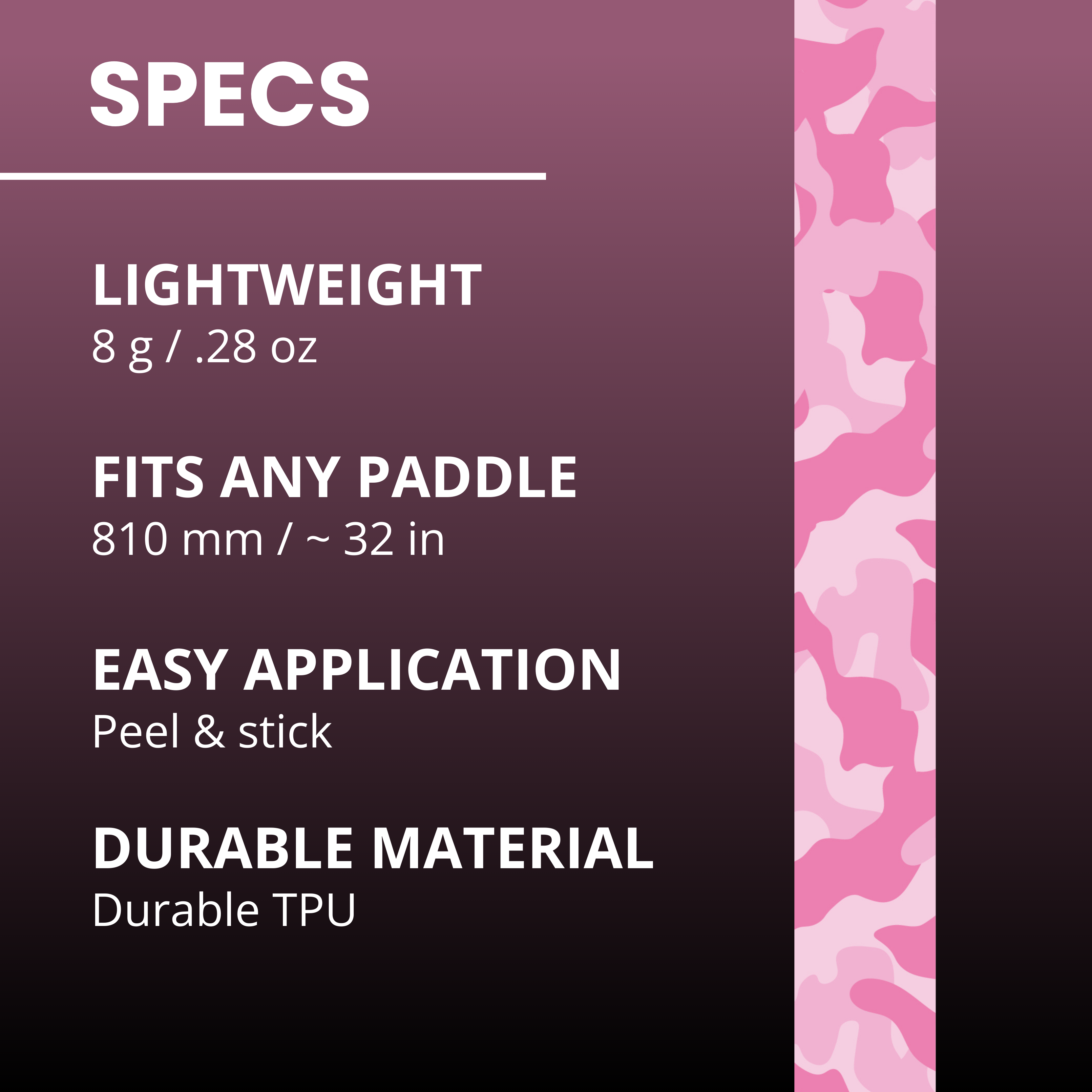 Pink Camo Edge Tape (3 pack) - Pickleball Paddle Edge Tape front view