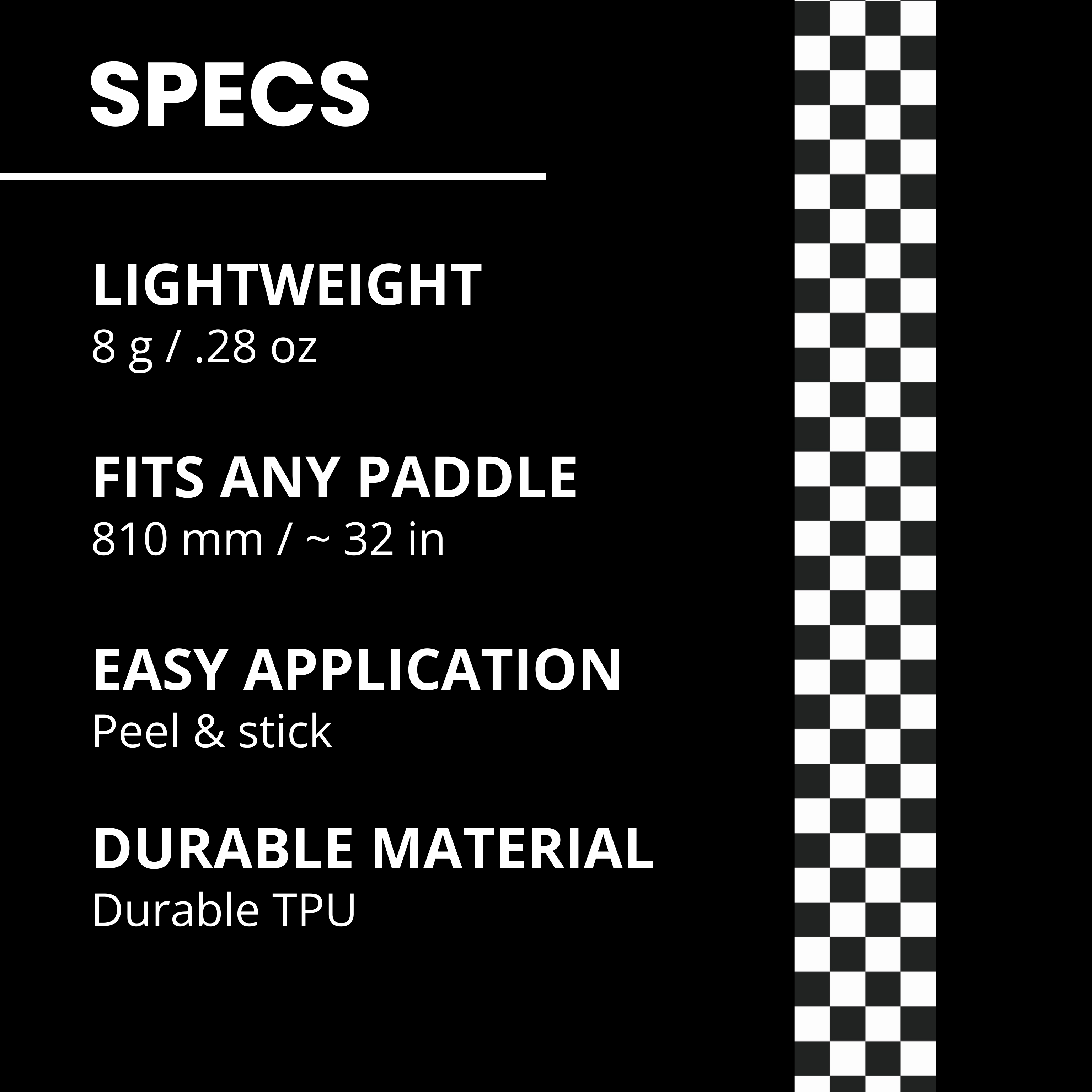 B&W Checkers Edge Tape (3 pack) - Pickleball Paddle Edge Tape front view