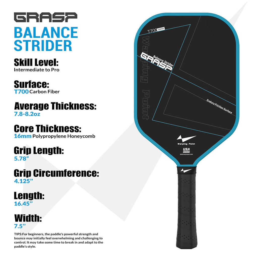 Grasp Pickleball Paddle - 16mm back view