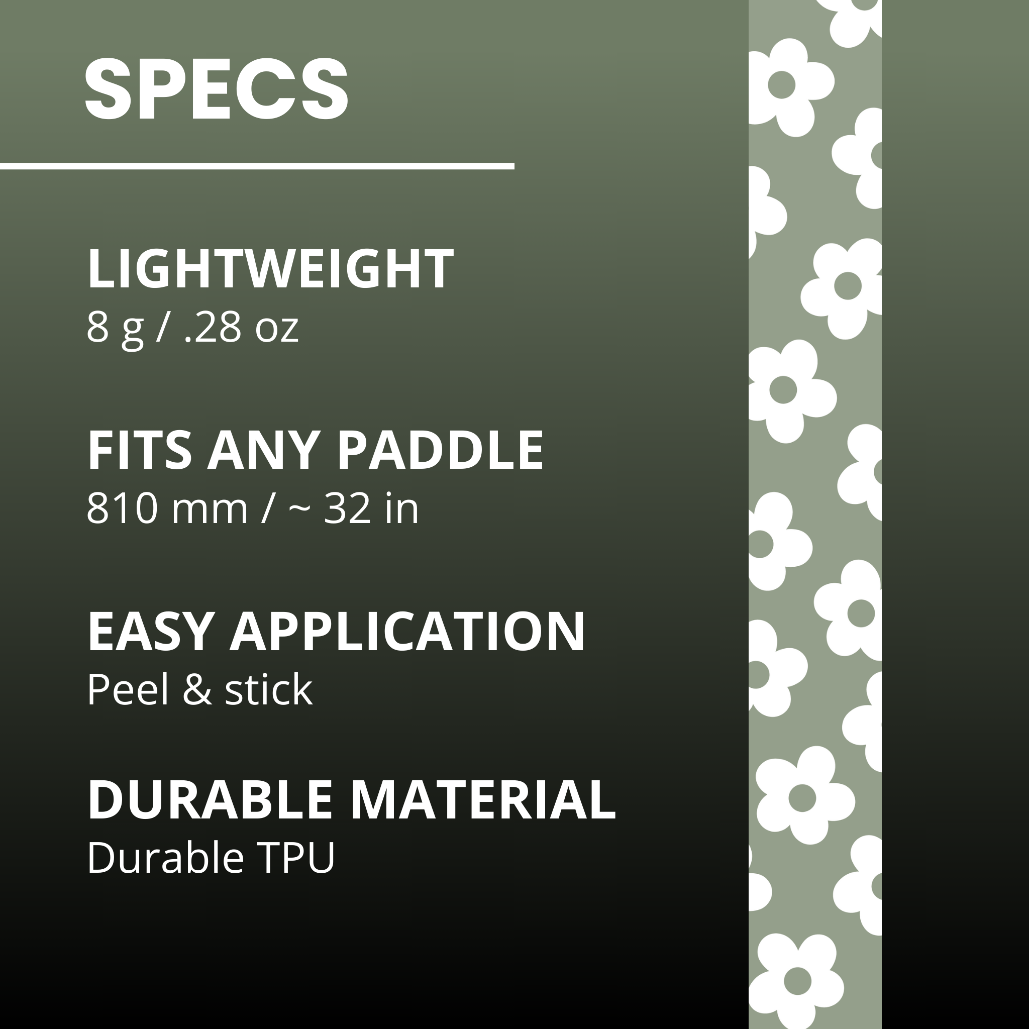 Green Floral Edge Tape (3 pack) - Pickleball Paddle Edge Tape front view