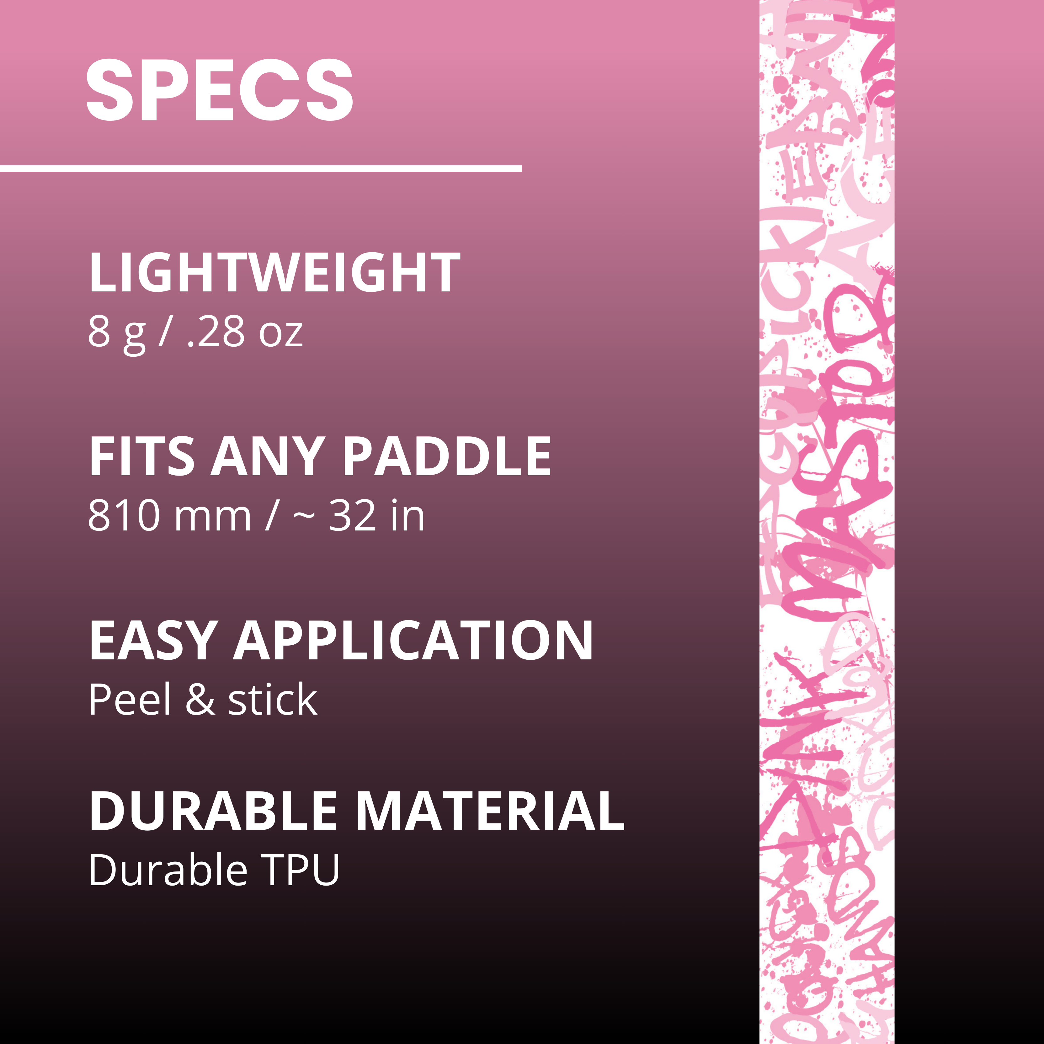 Pink Graffiti Edge Tape (3 pack) - Pickleball Paddle Edge Tape front view
