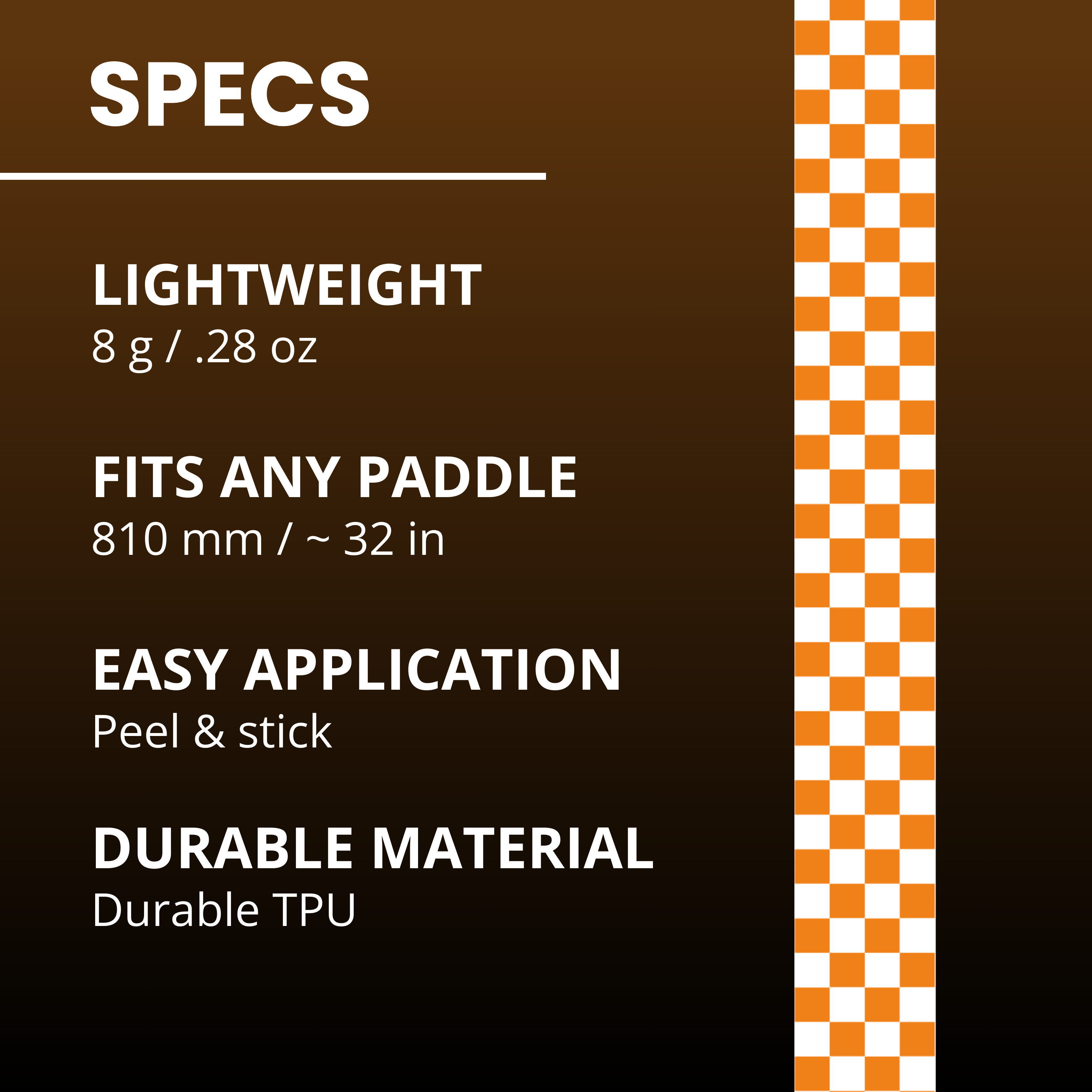 Orange Checkers Edge Tape (3 pack) - Pickleball Paddle Edge Tape front view