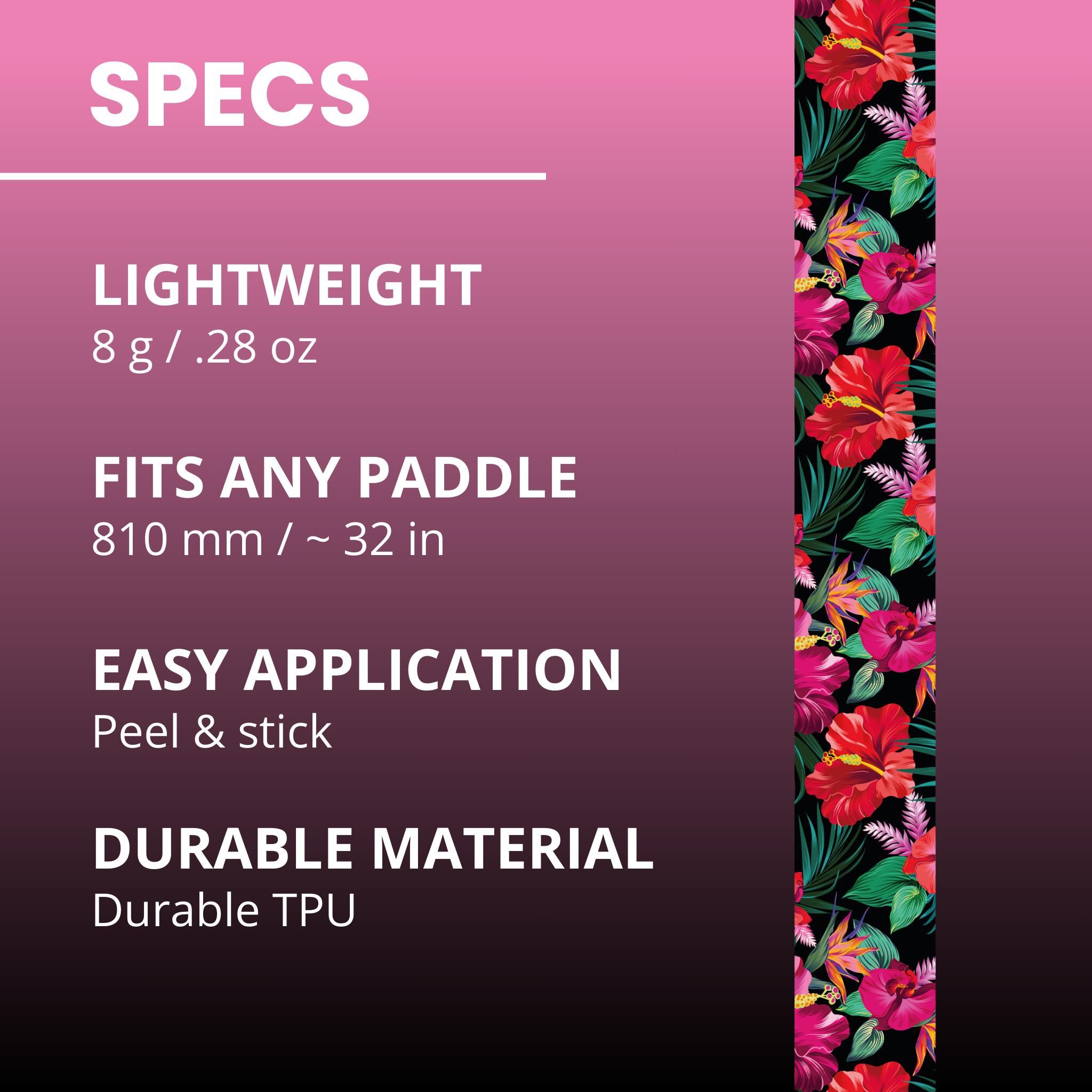 Realistic Floral Edge Tape (3 pack) - Pickleball Paddle Edge Tape front view