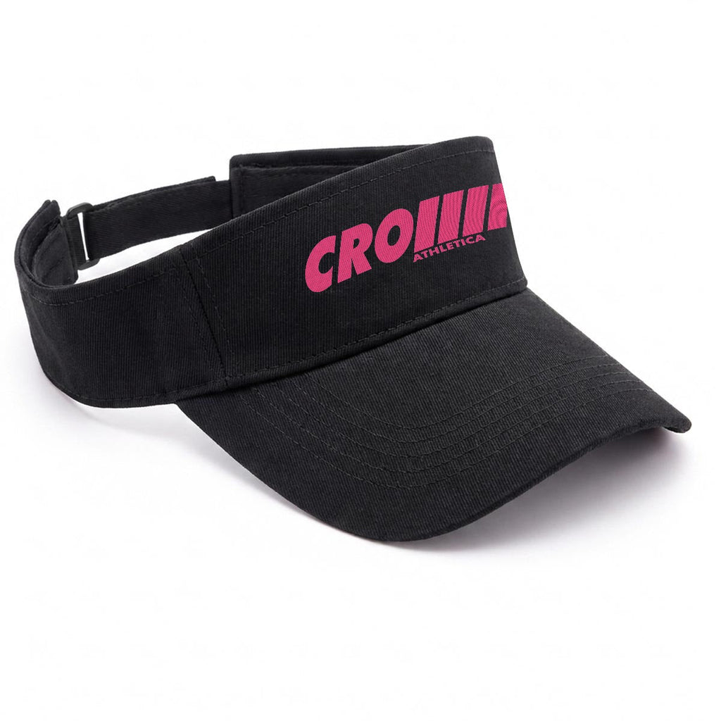 CROWN ATHLETICA /// Embroidered Logo Visor (BLACK) – pickleball hat front view
