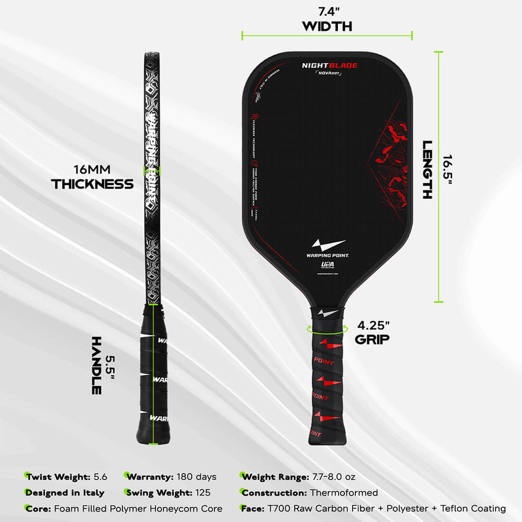 Nightblade Pickleball Paddle - 14mm side view