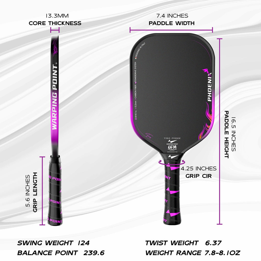 Phoenix Pickleball Paddle - 13.3MM front view