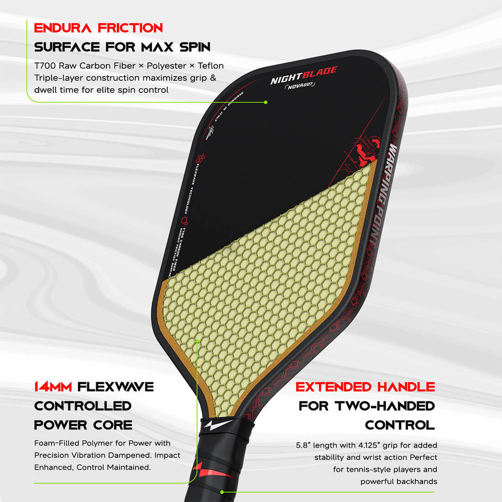 Nightblade Pickleball Paddle - 14mm front view