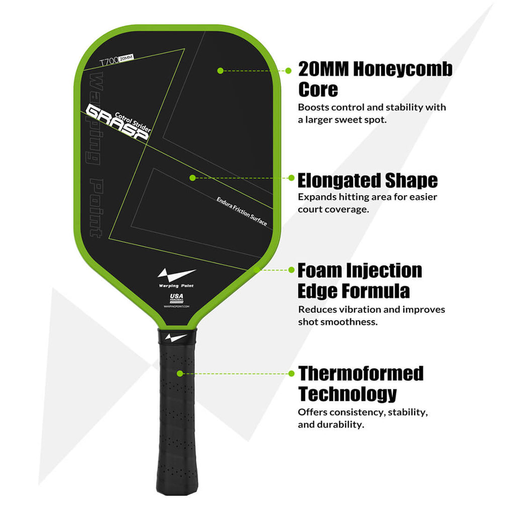 Grasp Pickleball Paddle - 20mm side view