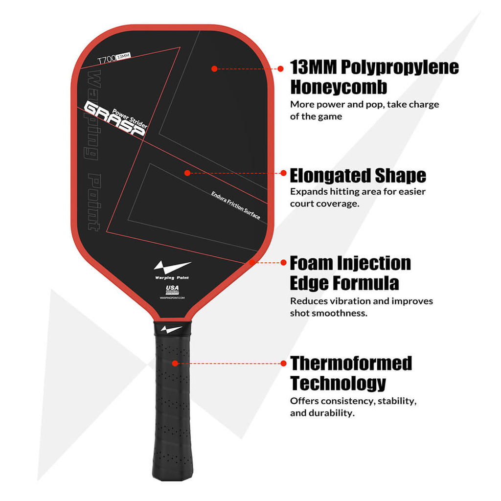 Grasp Pickleball Paddle - 13mm back view