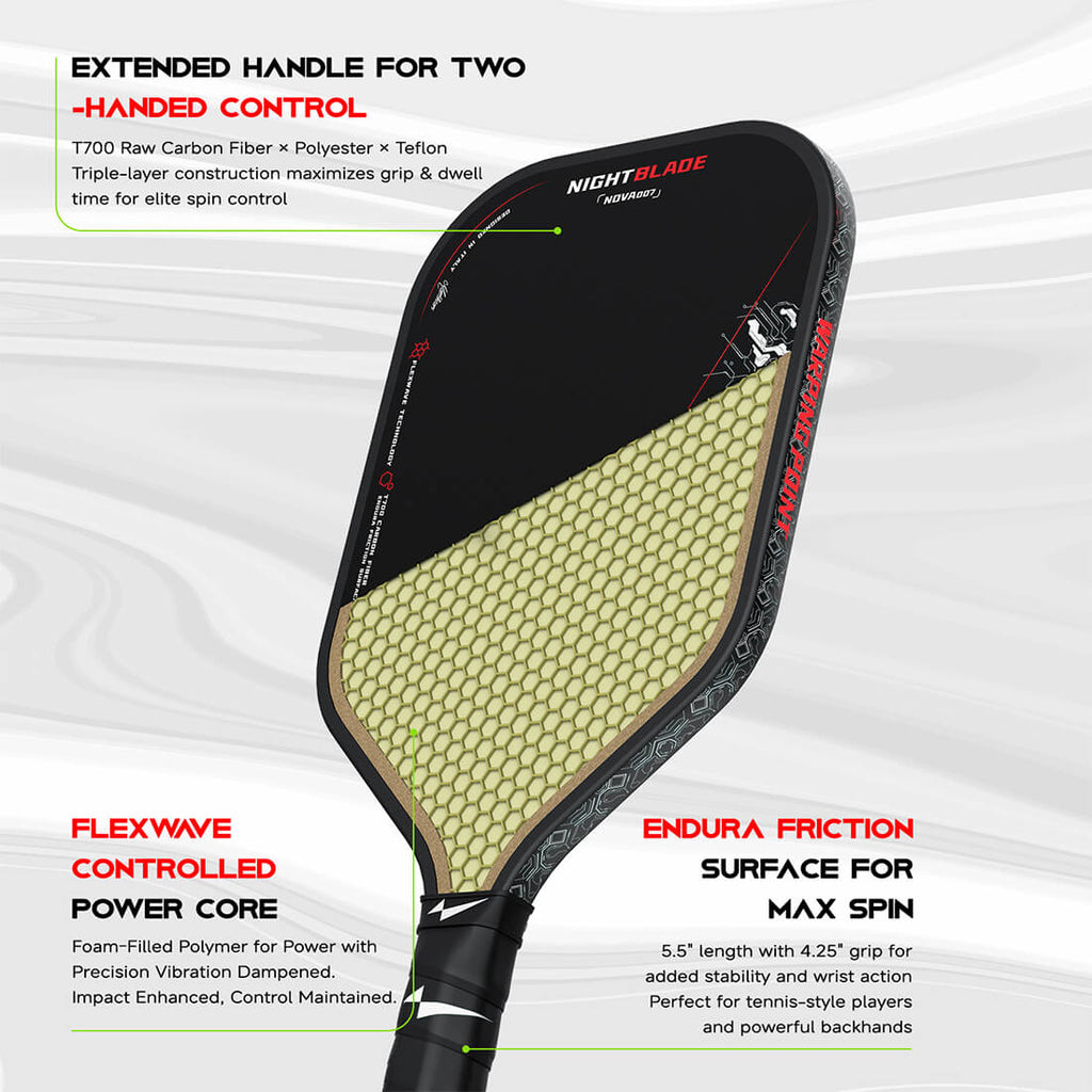 NightBlade Pickleball Paddle - 16mm front view