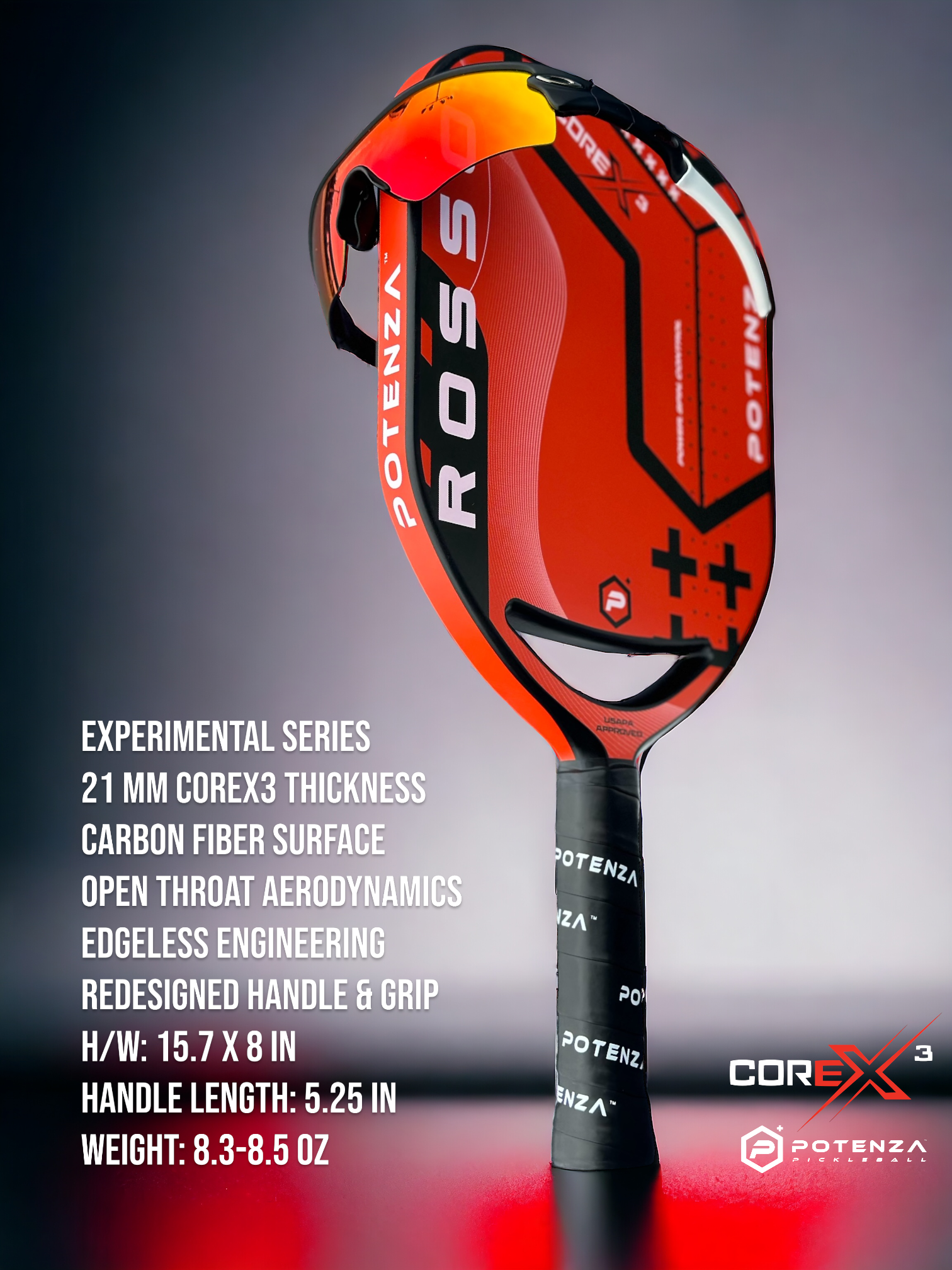 ROSSO+ COREx3 – pickleball paddle close-up