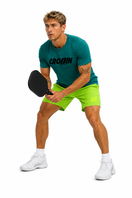 CROWN ATHLETICA /// Cross-chest Logo Shirt (GREEN) – pickleball apparel