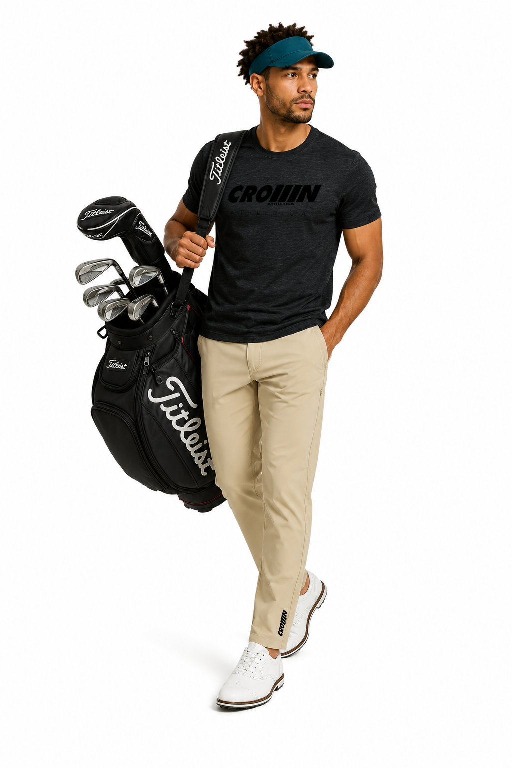 CROWN ATHLETICA /// Cross-chest Logo Shirt (CHARCOL) – pickleball apparel