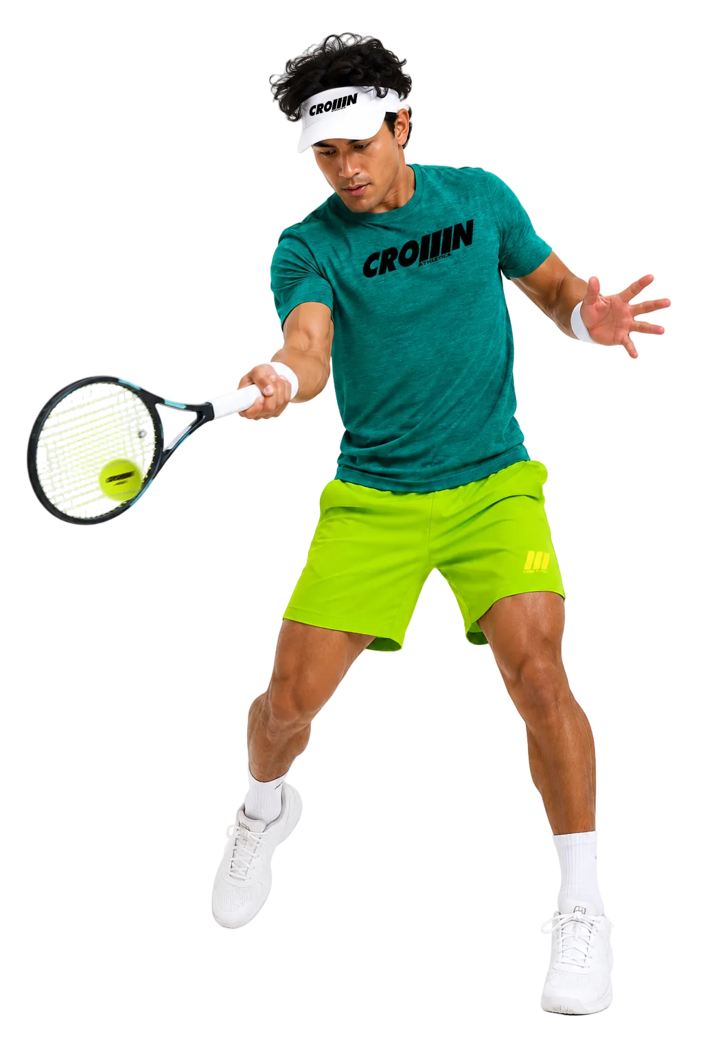 CROWN ATHLETICA™ /// Logo Short (ATOMIC LIME) – pickleball apparel detail
