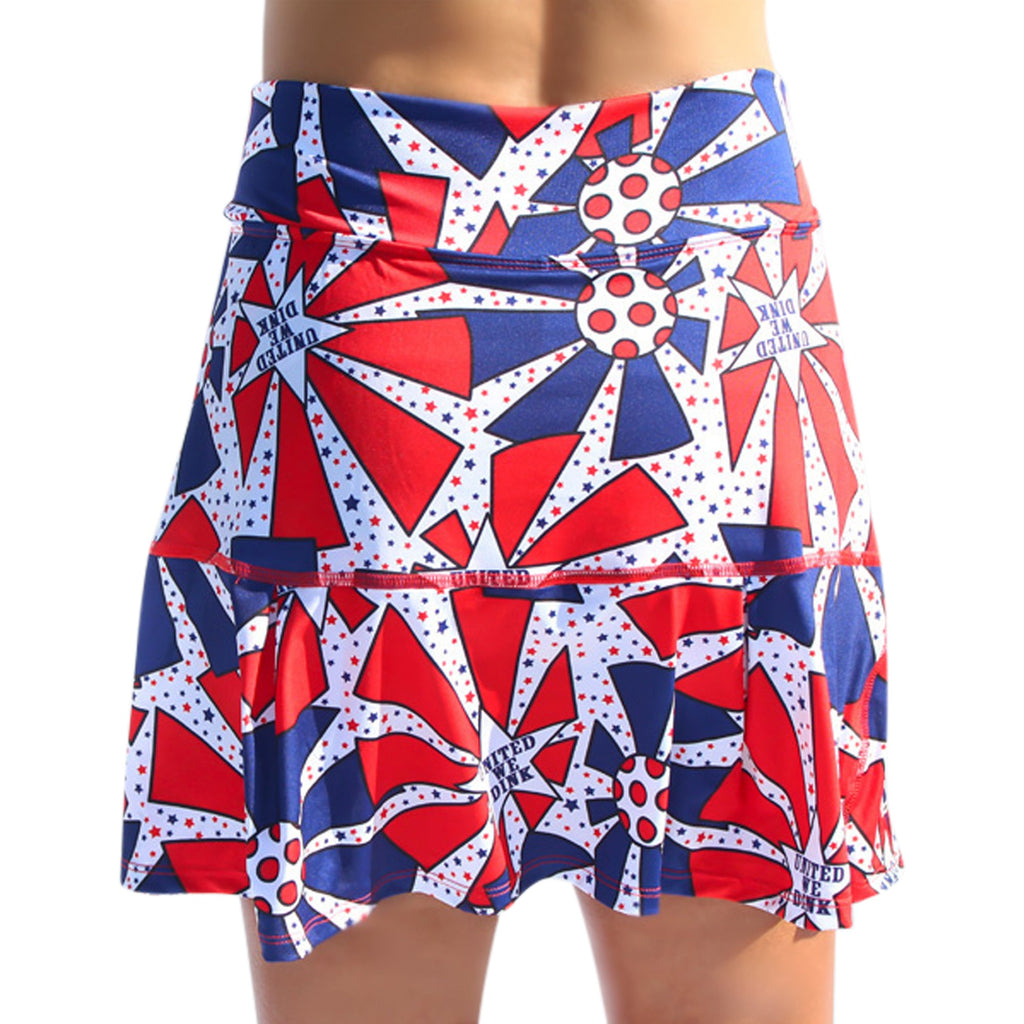 United We Dink Drop Pleat Skort – pickleball apparel front view