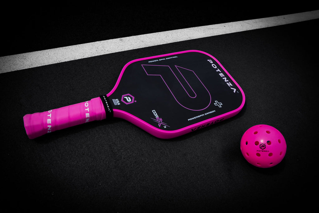 P+ PowerSpin Carbon COREx3 (Neon Pink) – pickleball paddle detail