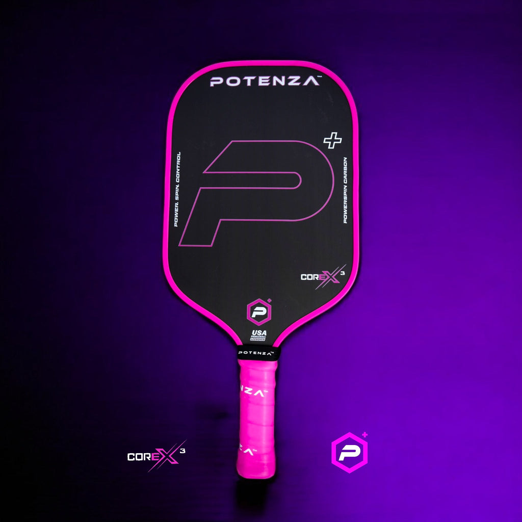 P+ PowerSpin Carbon COREx3 (Neon Pink, Elongated Face) – pickleball paddle
