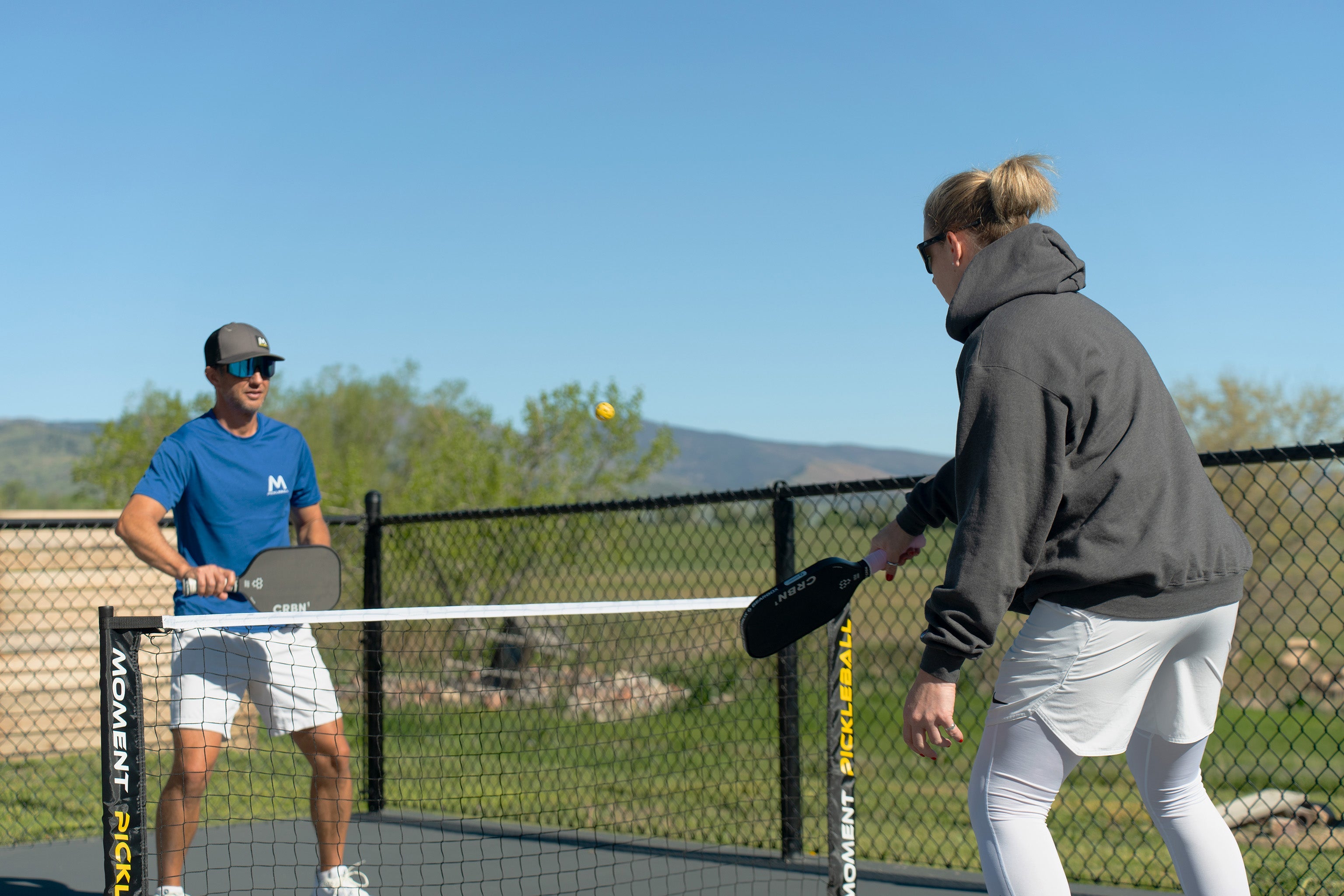 Moment Pickleblasters 2-Color Mini Plastic Indoor/Outdoor Practice Balls for Pickleball Training in use