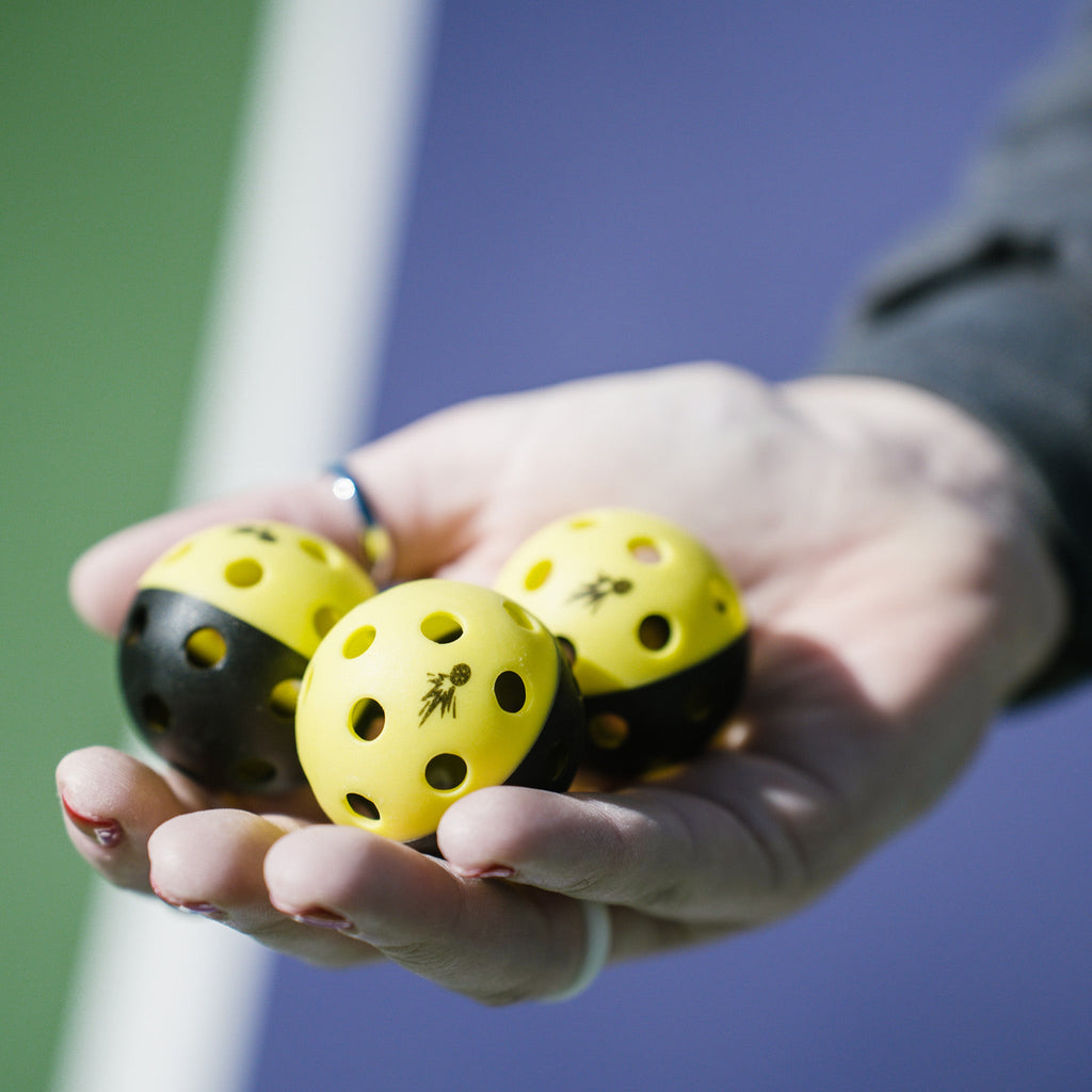 Moment Pickleblasters 2-Color Mini Plastic Indoor/Outdoor Practice Balls for Pickleball Training close-up
