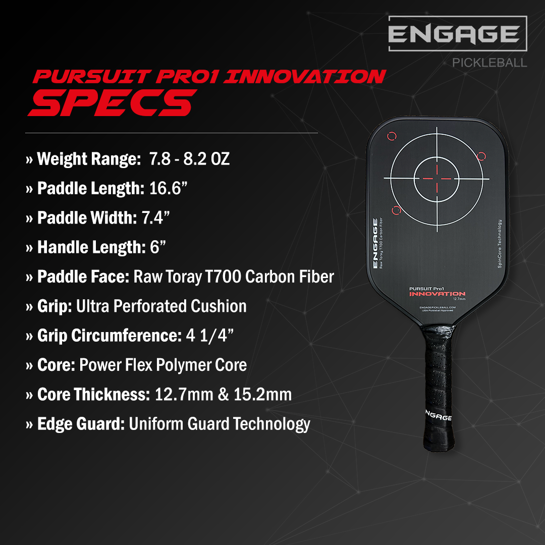 Pursuit Pro1 Innovation 12.7mm | Torque-Balanced Acceleration – pickleball paddle side view