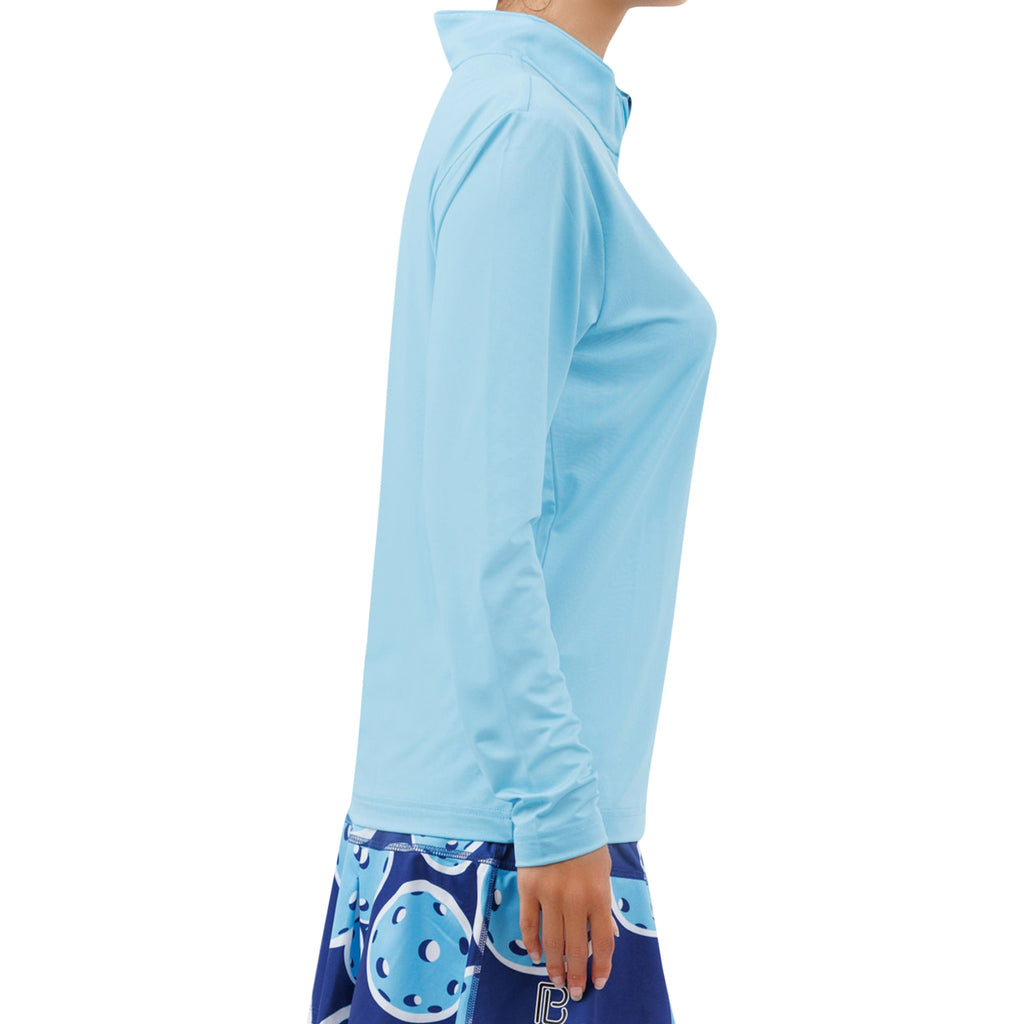 Sky Blue 1/4 Zip Pullover – pickleball apparel side view