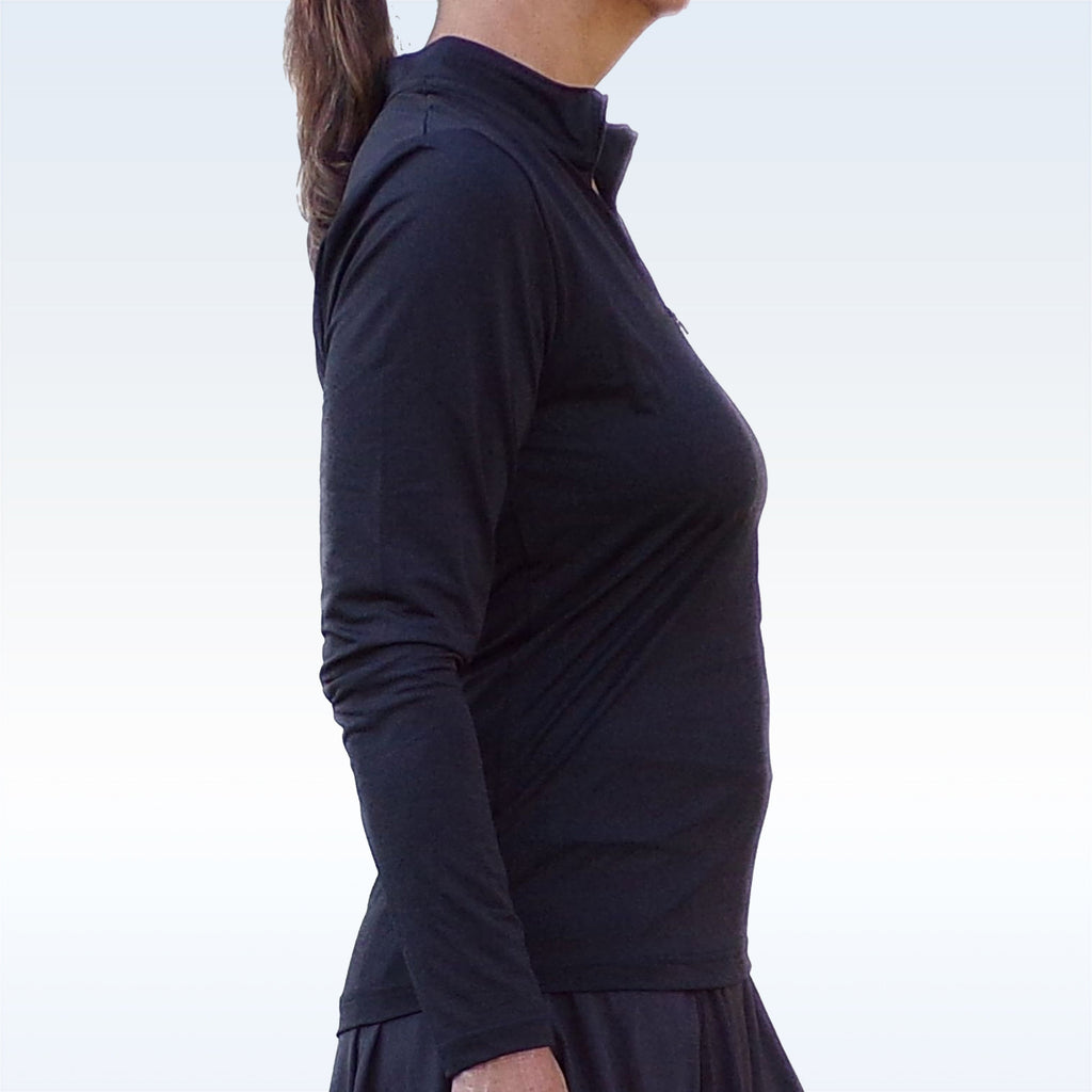 Black 1/4 Zip Pullover – pickleball apparel side view