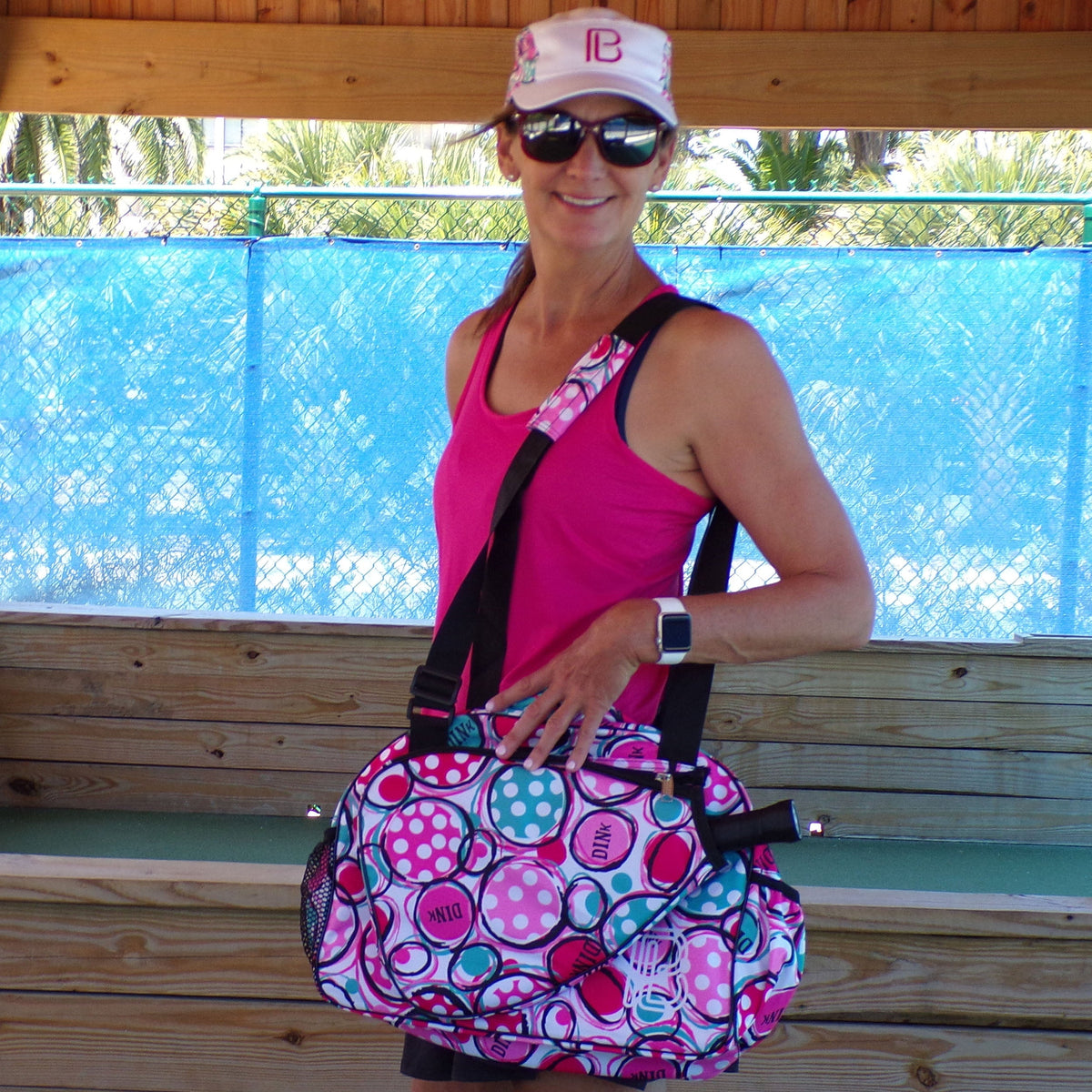Pink Racerback Tank – pickleball apparel in use