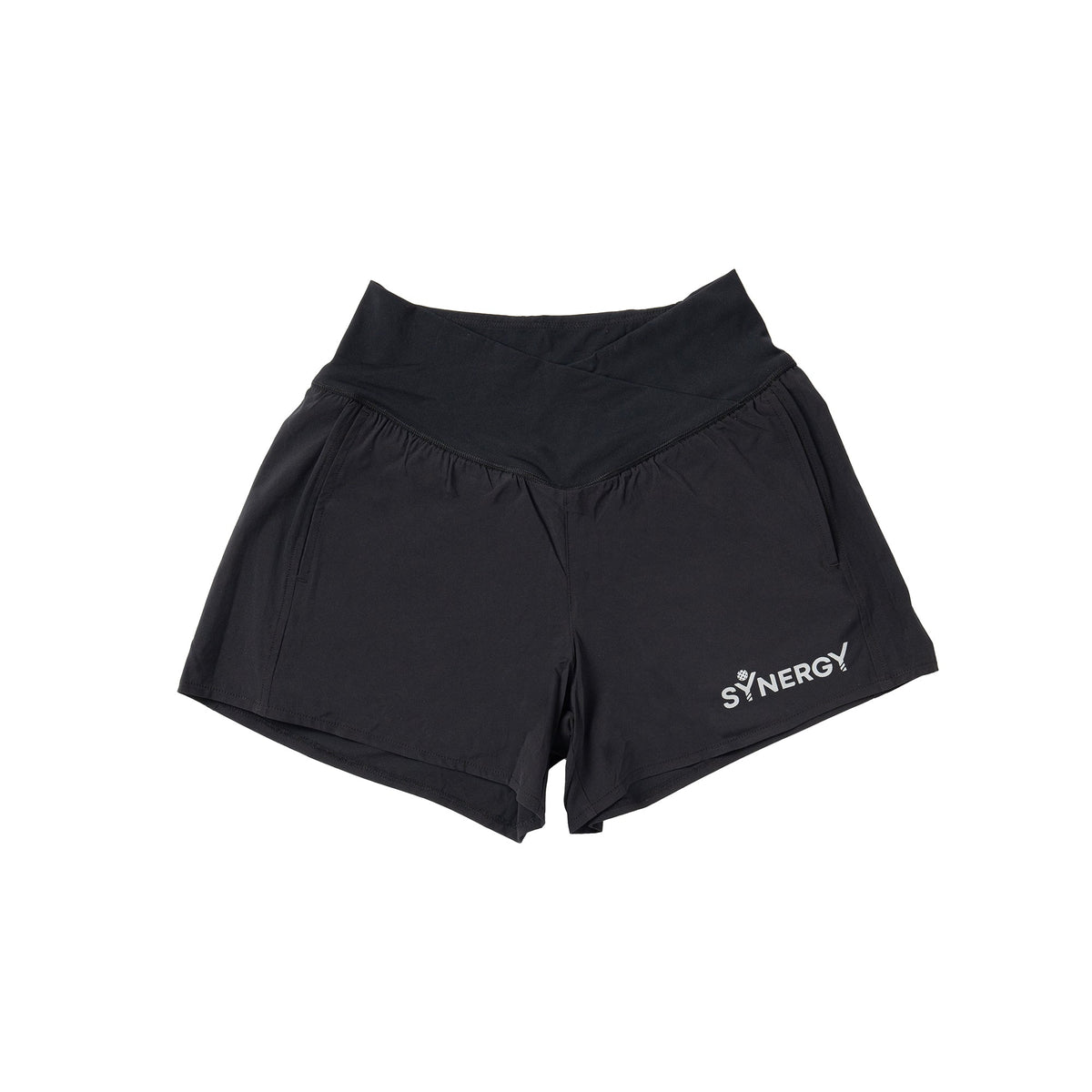 Women's High Waisted Crossover 2-in-1 Pickleball Shorts with Side Pocket detail