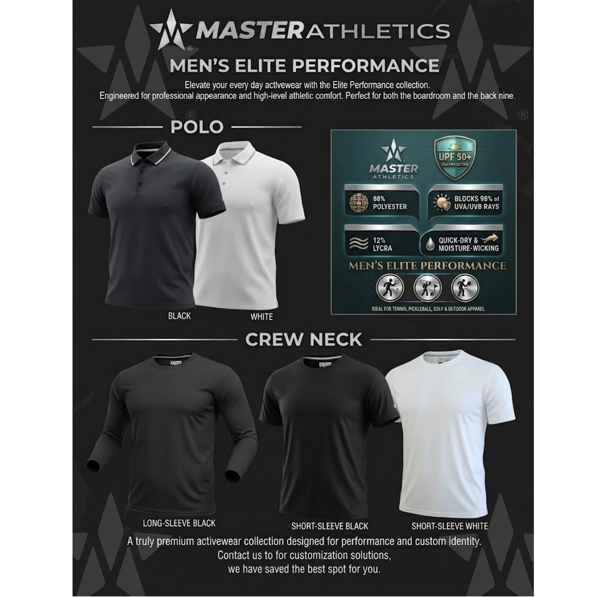 Master Athletics Men's Elite Performance Long Sleeve Crew - UPF 50+