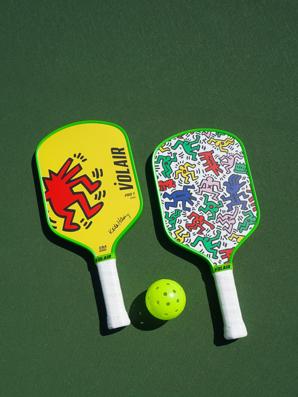 Pro 1 Pickleball Paddle 16mm: Keith Haring #3 front view