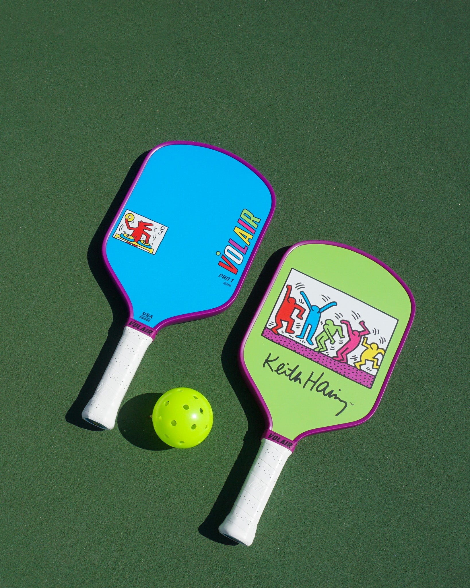 Pro 1 Pickleball Paddle 16mm: Keith Haring #4 front view