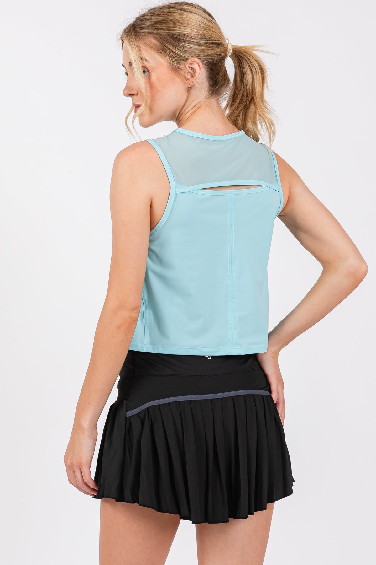 CRUSH mesh back crop – pickleball apparel side view