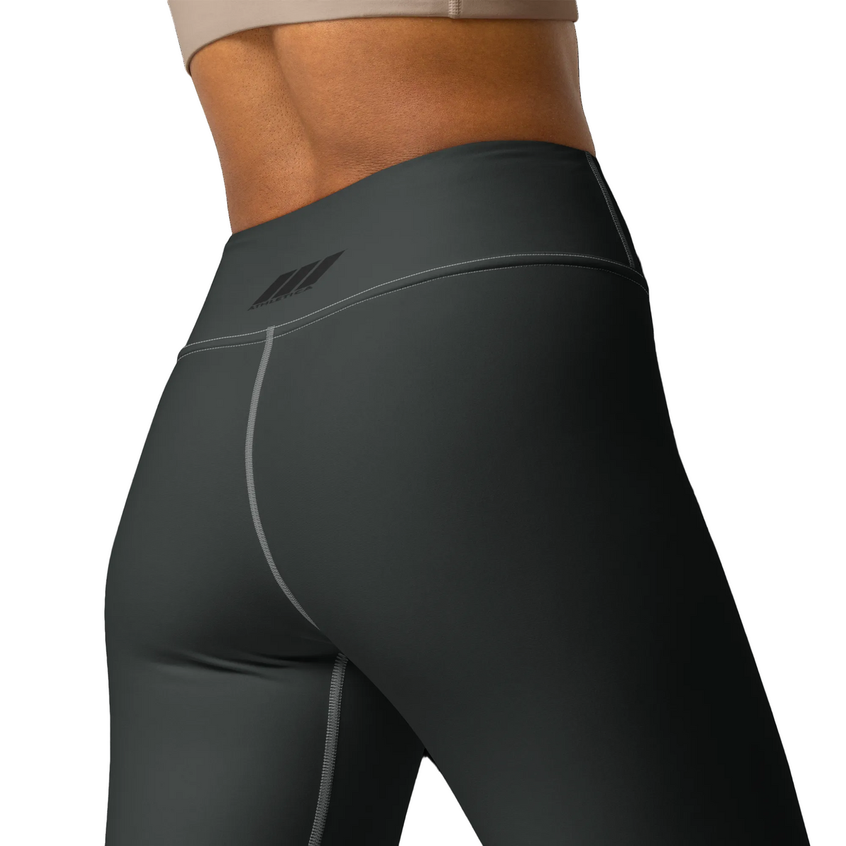 CROWN ATHLETICA /// Women's Leggings (CHARCOL) – pickleball apparel back view
