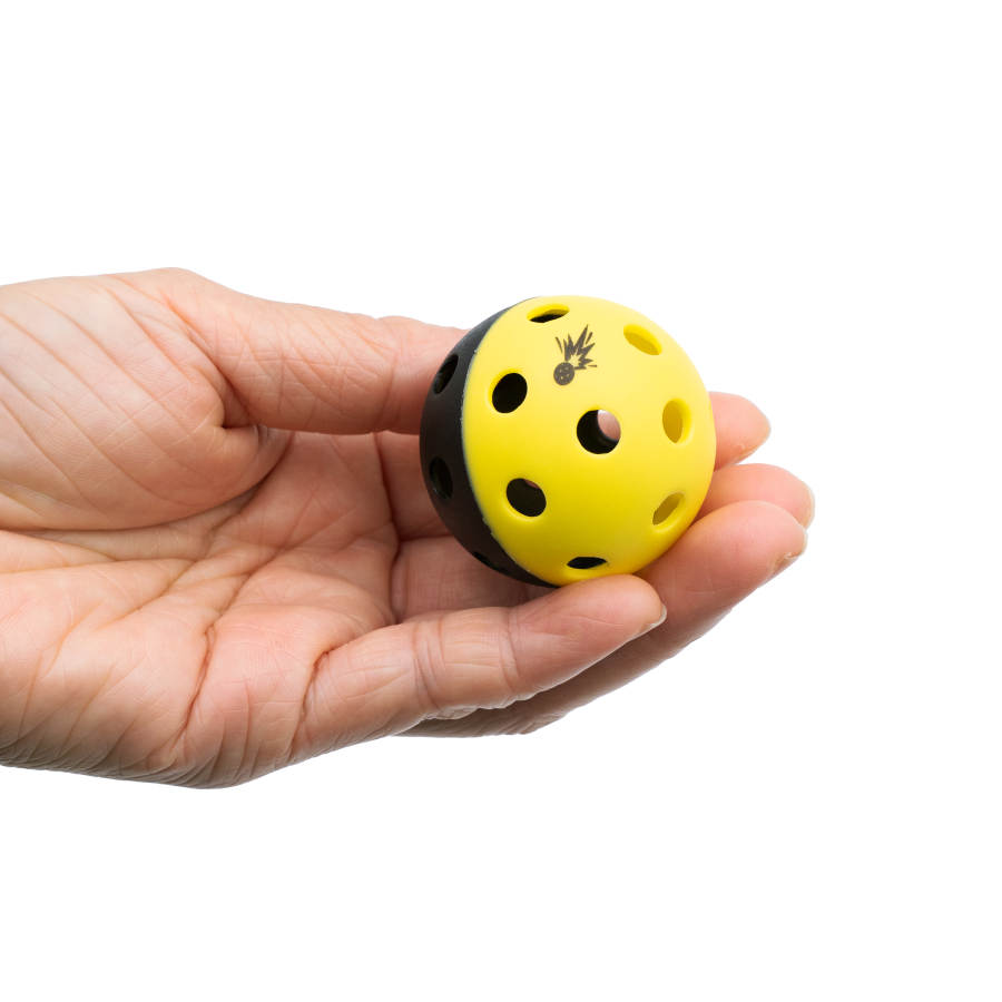 Moment Pickleblasters 2-Color Mini Plastic Indoor/Outdoor Practice Balls for Pickleball Training side view