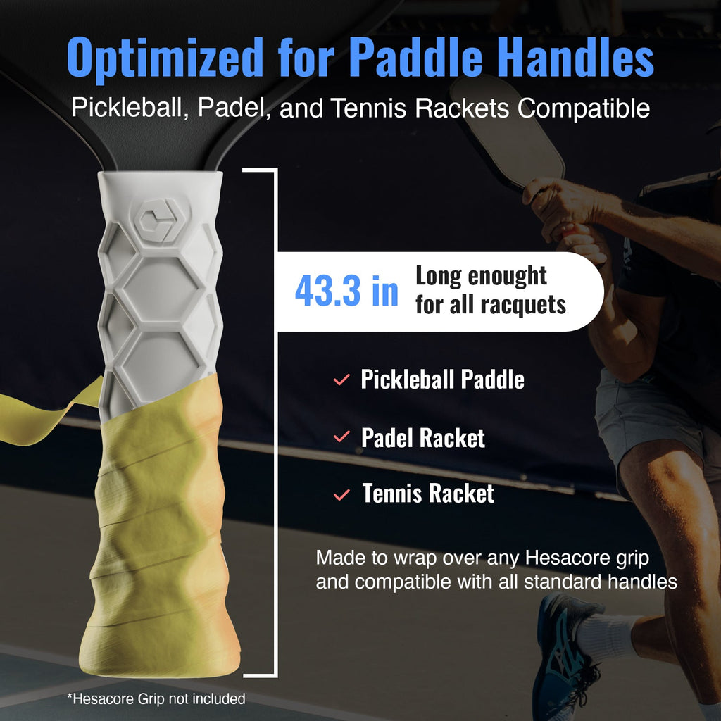 Hesacore Hesatac Overgrip – Yellow (6 & 12 Pack) – pickleball accessory side view