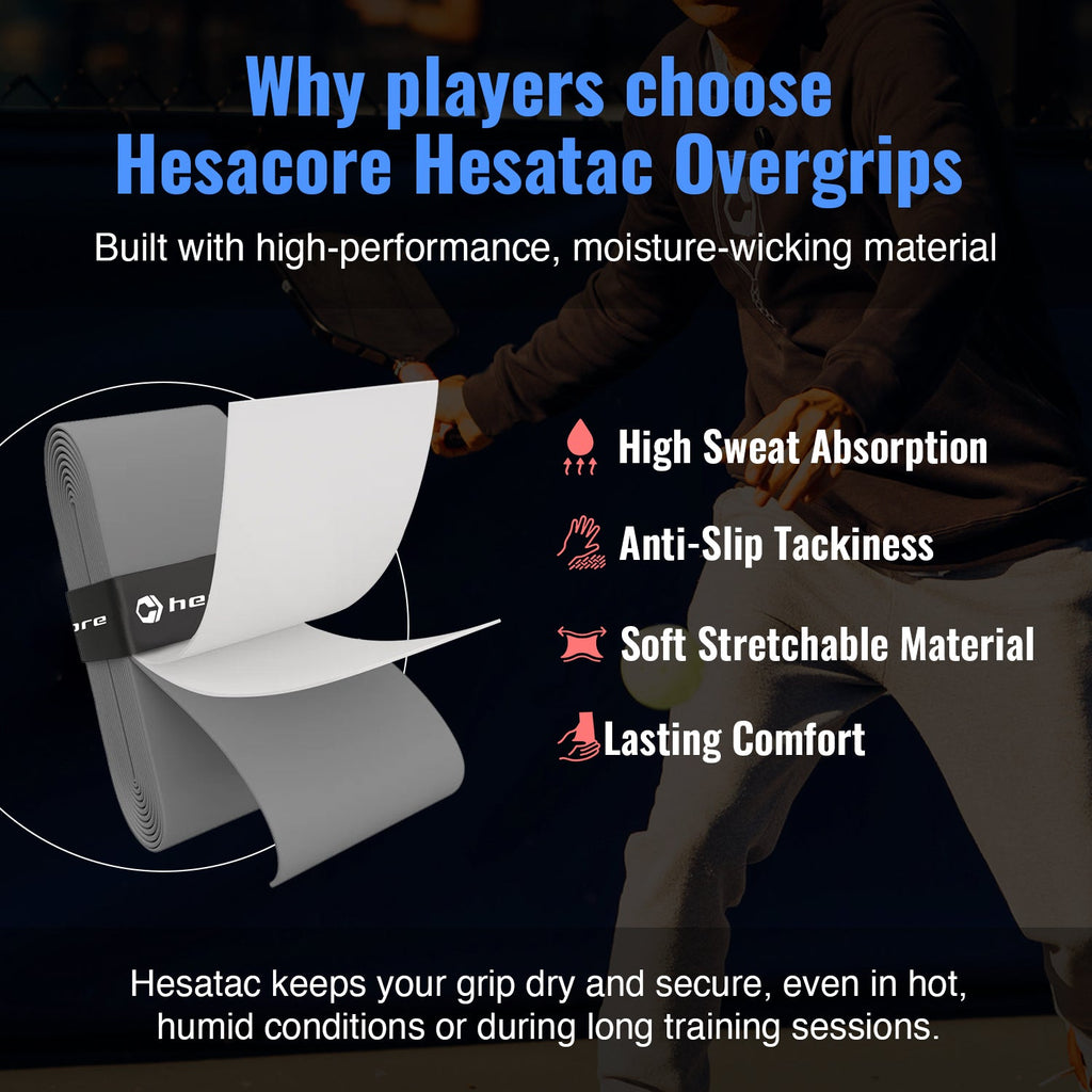 Hesacore Hesatac Overgrip – Black (6 & 12 Pack) – pickleball accessory detail