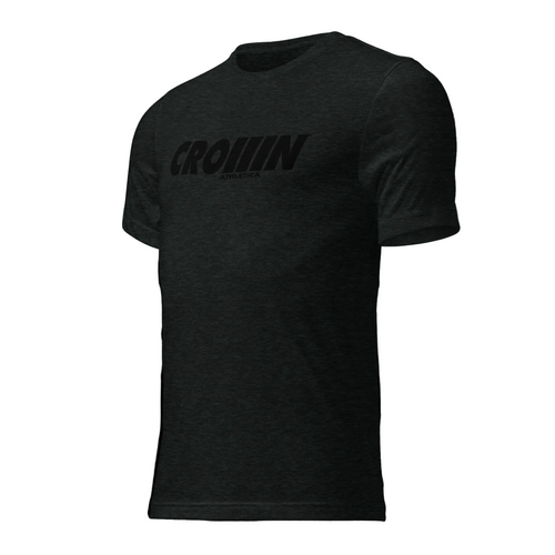 CROWN ATHLETICA /// Cross-chest Logo Shirt (CHARCOL) – pickleball apparel front view
