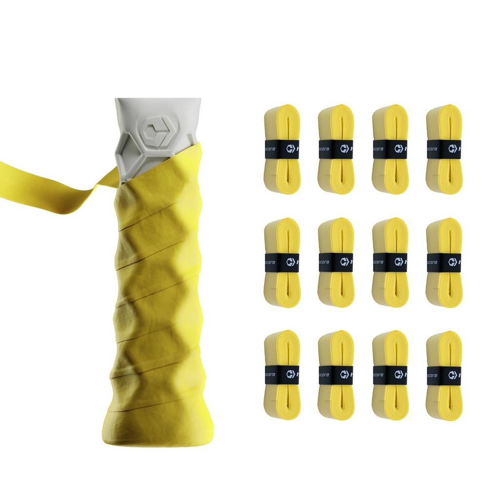 Hesacore Hesatac Overgrip – Yellow (6 & 12 Pack) – pickleball accessory front view